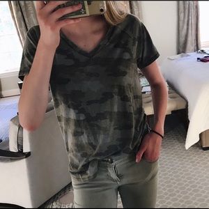 camo short sleeve, v neck t-shirt.